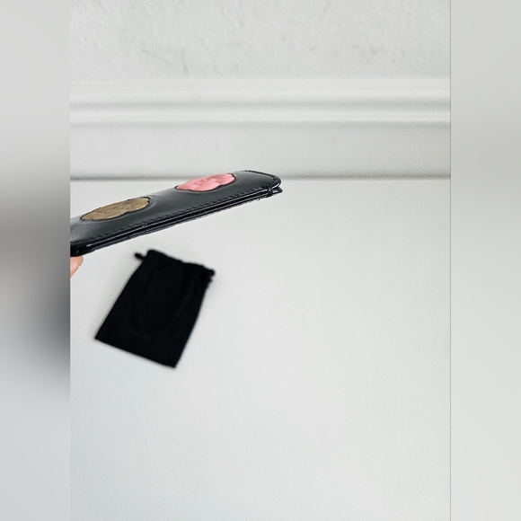 Rare Chanel Black Patent Camellia Floral Zippy Wallet &Key Chain Pouch Charm Set - Picture 3 of 14